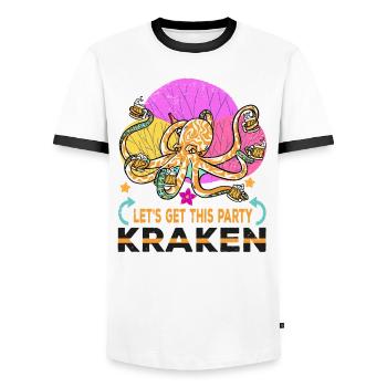 Poulpe Poulpe Tentacule de mer Poulpe Poulpe Poulpe Poulpe - T-shirt contrasté Homme - blanc/noir - Devant - AI Model Female 172 light (172cm) & AI Model Male 178 dark (178cm)