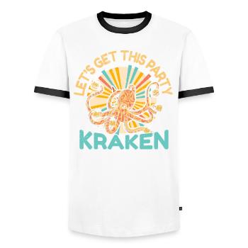Octopus Octopus Sea Tentacle Octopus Octopus Octopus - Men's Ringer Shirt - white/black - Front - AI Model Female 172 light (172cm) & AI Model Male 178 dark (178cm)