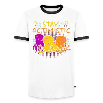 Poulpe Poulpe Tentacule de mer Poulpe Poulpe Poulpe Poulpe - T-shirt contrasté Homme - blanc/noir - Devant - AI Model Female 172 light (172cm) & AI Model Male 178 dark (178cm)