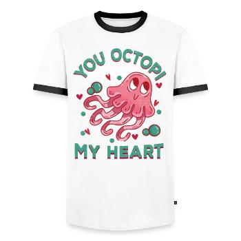Octopus Octopus Sea Tentacle Octopus Octopus Octopus - Men's Ringer Shirt - white/black - Front - AI Model Female 172 light (172cm) & AI Model Male 178 dark (178cm)