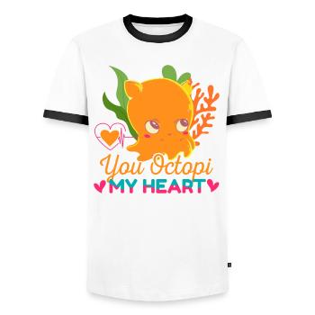 Octopus Octopus Sea Tentacle Octopus Octopus Octopus - Men's Ringer Shirt - white/black - Front - AI Model Female 172 light (172cm) & AI Model Male 178 dark (178cm)