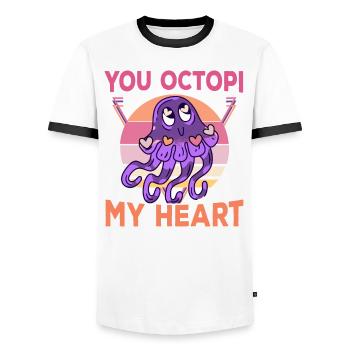 Octopus Octopus Sea Tentacle Octopus Octopus Octopus - Men's Ringer Shirt - white/black - Front - AI Model Female 172 light (172cm) & AI Model Male 178 dark (178cm)