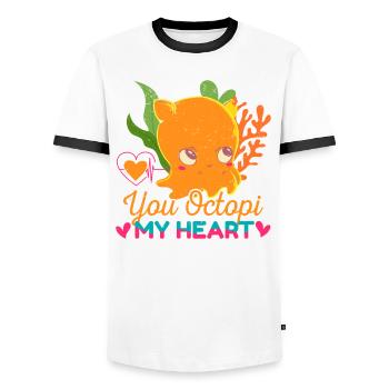Octopus Octopus Sea Tentacle Octopus Octopus Octopus - Men's Ringer Shirt - white/black - Front - AI Model Female 172 light (172cm) & AI Model Male 178 dark (178cm)
