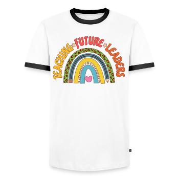 Primary School Teacher Kindergarten Educator - Men's Ringer Shirt - white/black - Front - AI Model Female 172 light (172cm) & AI Model Male 178 dark (178cm)