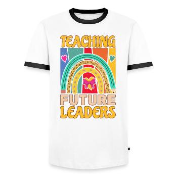 Primary School Teacher Kindergarten Educator - Men's Ringer Shirt - white/black - Front - AI Model Female 172 light (172cm) & AI Model Male 178 dark (178cm)