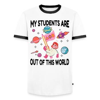 Grundschule Lehrer Kindergarten Erzieherin - Männer Kontrast-T-Shirt - Weiß/Schwarz - Vorne - AI Model Female 172 light (172cm) & AI Model Male 178 dark (178cm)