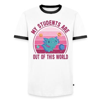 Grundschule Lehrer Kindergarten Erzieherin - Männer Kontrast-T-Shirt - Weiß/Schwarz - Vorne - AI Model Female 172 light (172cm) & AI Model Male 178 dark (178cm)