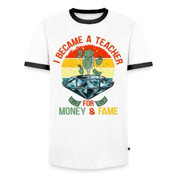 Enseignante au primaire Éducatrice de maternelle - T-shirt contrasté Homme - blanc/noir - Devant - AI Model Female 172 light (172cm) & AI Model Male 178 dark (178cm)