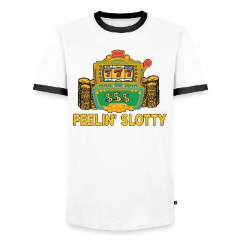 Kasino Glücksspiel Spielautomat Kartenspiel - Männer Kontrast-T-Shirt - Weiß/Schwarz - Vorne - AI Model Female 172 light (172cm) & AI Model Male 178 dark (178cm)