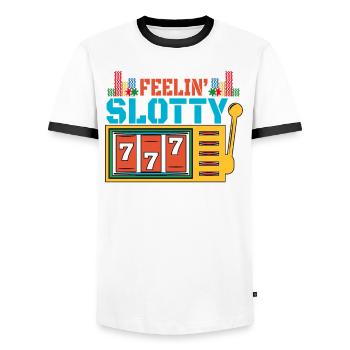 Kasino Glücksspiel Spielautomat Kartenspiel - Männer Kontrast-T-Shirt - Weiß/Schwarz - Vorne - AI Model Female 172 light (172cm) & AI Model Male 178 dark (178cm)