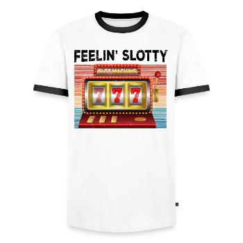 Kasino Glücksspiel Spielautomat Kartenspiel - Männer Kontrast-T-Shirt - Weiß/Schwarz - Vorne - AI Model Female 172 light (172cm) & AI Model Male 178 dark (178cm)