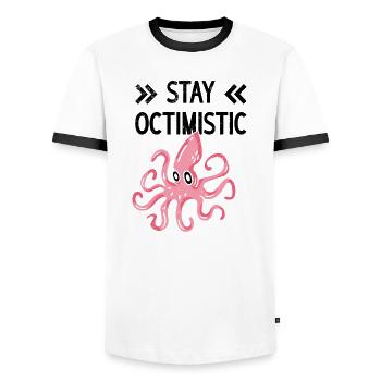 Octopus Octopus Sea Tentacle Octopus Octopus Octopus - Men's Ringer Shirt - white/black - Front - AI Model Female 172 light (172cm) & AI Model Male 178 dark (178cm)
