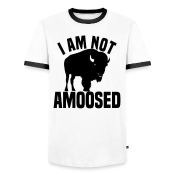 Buffle Bison Buffle Amérindien - T-shirt contrasté Homme - blanc/noir - Devant - AI Model Female 172 light (172cm) & AI Model Male 178 dark (178cm)