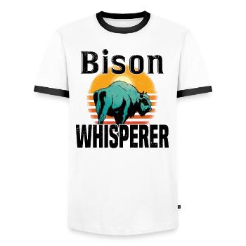 Büffel Bison Ochse Indianer Amerikanisch - Männer Kontrast-T-Shirt - Weiß/Schwarz - Vorne - AI Model Female 172 light (172cm) & AI Model Male 178 dark (178cm)
