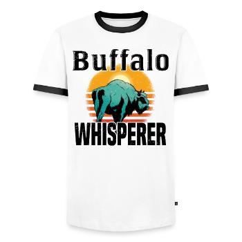 Buffle Bison Buffle Amérindien - T-shirt contrasté Homme - blanc/noir - Devant - AI Model Female 172 light (172cm) & AI Model Male 178 dark (178cm)