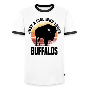 Buffalo Bison Ox Indian American - Men's Ringer Shirt - white/black - Front - AI Model Female 172 light (172cm) & AI Model Male 178 dark (178cm)