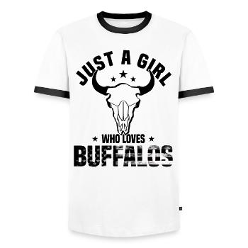 Büffel Bison Ochse Indianer Amerikanisch - Männer Kontrast-T-Shirt - Weiß/Schwarz - Vorne - AI Model Female 172 light (172cm) & AI Model Male 178 dark (178cm)