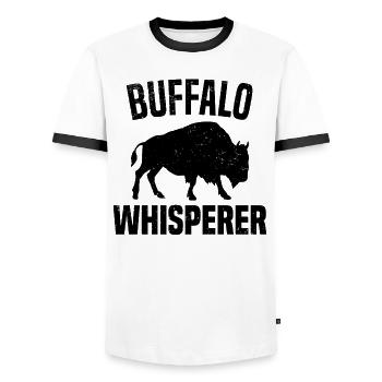 Büffel Bison Ochse Indianer Amerikanisch - Männer Kontrast-T-Shirt - Weiß/Schwarz - Vorne - AI Model Female 172 light (172cm) & AI Model Male 178 dark (178cm)
