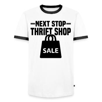 Secondhand Shop Secondhand Eco Hipster Used - Men's Ringer Shirt - white/black - Front - AI Model Female 172 light (172cm) & AI Model Male 178 dark (178cm)