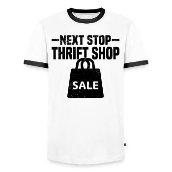 Secondhand Shop Secondhand Eco Hipster Used - Men's Ringer Shirt - white/black - Front - AI Model Female 172 light (172cm) & AI Model Male 178 dark (178cm)
