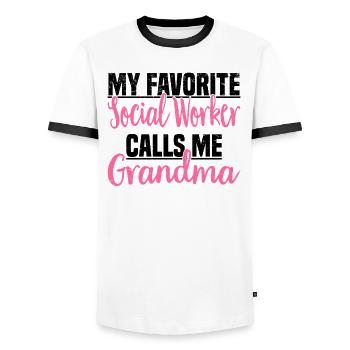 Sozialarbeit Sozialarbeiter Soziale Arbeit Oma - Männer Kontrast-T-Shirt - Weiß/Schwarz - Vorne - AI Model Female 172 light (172cm) & AI Model Male 178 dark (178cm)