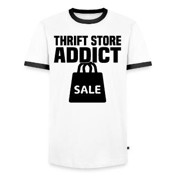 Secondhand Shop Secondhand Eco Hipster Used - Men's Ringer Shirt - white/black - Front - AI Model Female 172 light (172cm) & AI Model Male 178 dark (178cm)