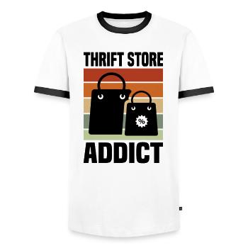 Secondhand Shop Secondhand Eco Hipster Used - Men's Ringer Shirt - white/black - Front - AI Model Female 172 light (172cm) & AI Model Male 178 dark (178cm)