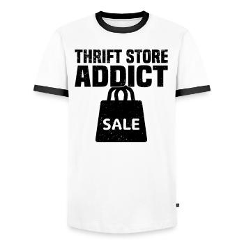 Secondhand Shop Secondhand Eco Hipster Used - Men's Ringer Shirt - white/black - Front - AI Model Female 172 light (172cm) & AI Model Male 178 dark (178cm)