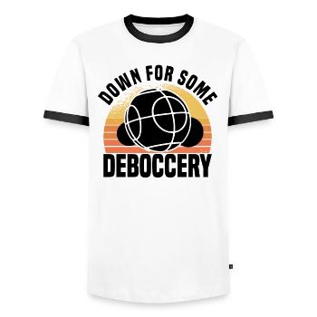 Boccia Petanque Boule Bocciaspieler Lyonnais - Männer Kontrast-T-Shirt - Weiß/Schwarz - Vorne - AI Model Female 172 light (172cm) & AI Model Male 178 dark (178cm)
