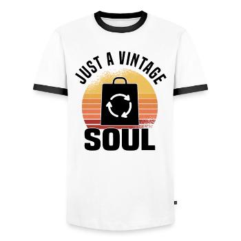 Secondhand Shop Secondhand Eco Hipster Used - Men's Ringer Shirt - white/black - Front - AI Model Female 172 light (172cm) & AI Model Male 178 dark (178cm)