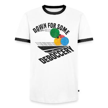 Boccia Petanque Boule Bocciaspieler Lyonnais - Männer Kontrast-T-Shirt - Weiß/Schwarz - Vorne - AI Model Female 172 light (172cm) & AI Model Male 178 dark (178cm)