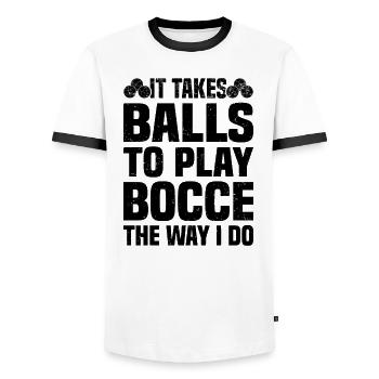 Boccia Petanque Boule Bocciaspieler Lyonnais - Männer Kontrast-T-Shirt - Weiß/Schwarz - Vorne - AI Model Female 172 light (172cm) & AI Model Male 178 dark (178cm)