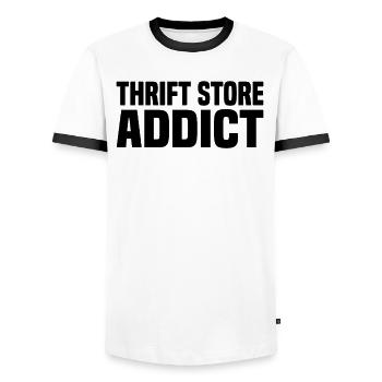 Secondhand Shop Secondhand Eco Hipster Used - Men's Ringer Shirt - white/black - Front - AI Model Female 172 light (172cm) & AI Model Male 178 dark (178cm)