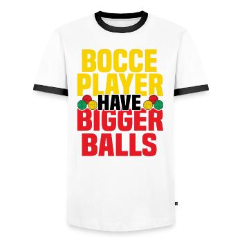 Boccia Petanque Boule Bocciaspieler Lyonnais - Männer Kontrast-T-Shirt - Weiß/Schwarz - Vorne - AI Model Female 172 light (172cm) & AI Model Male 178 dark (178cm)
