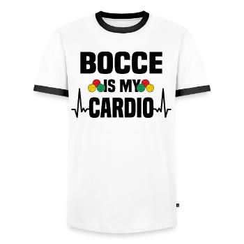 Boccia Petanque Boule Bocciaspieler Lyonnais - Männer Kontrast-T-Shirt - Weiß/Schwarz - Vorne - AI Model Female 172 light (172cm) & AI Model Male 178 dark (178cm)