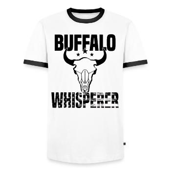 Buffle Bison Buffle Amérindien - T-shirt contrasté Homme - blanc/noir - Devant - AI Model Female 172 light (172cm) & AI Model Male 178 dark (178cm)