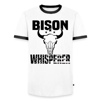 Büffel Bison Ochse Indianer Amerikanisch - Männer Kontrast-T-Shirt - Weiß/Schwarz - Vorne - AI Model Female 172 light (172cm) & AI Model Male 178 dark (178cm)