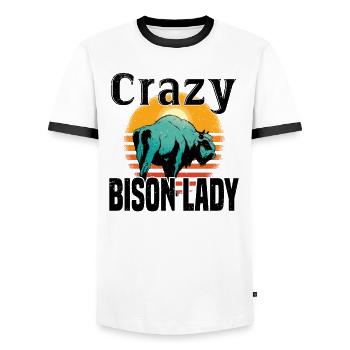 Büffel Bison Ochse Indianer Amerikanisch - Männer Kontrast-T-Shirt - Weiß/Schwarz - Vorne - AI Model Female 172 light (172cm) & AI Model Male 178 dark (178cm)