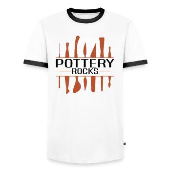 Pottery Clay Pottery Course Pottery Pottery - Men's Ringer Shirt - white/black - Front - AI Model Female 172 light (172cm) & AI Model Male 178 dark (178cm)