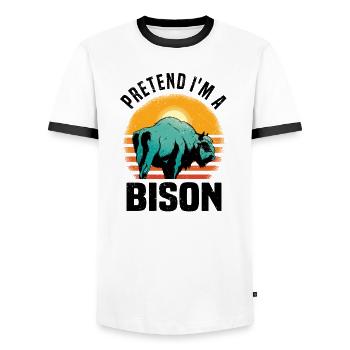 Buffalo Bison Ox Indian American - Men's Ringer Shirt - white/black - Front - AI Model Female 172 light (172cm) & AI Model Male 178 dark (178cm)