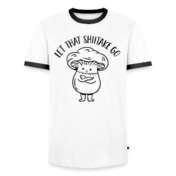Cueilleur de champignons Chasseurs de champignons Amateurs de champignons Champignons Ferme de champignons - T-shirt contrasté Homme - blanc/noir - Devant - AI Model Female 172 light (172cm) & AI Model Male 178 dark (178cm)