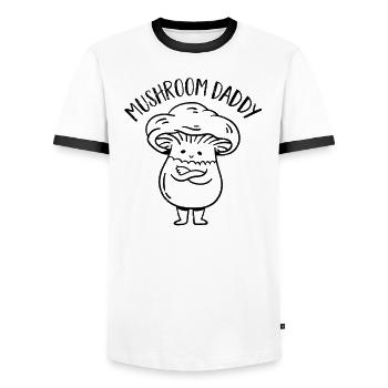 Cueilleur de champignons Chasseurs de champignons Amateurs de champignons Champignons Ferme de champignons - T-shirt contrasté Homme - blanc/noir - Devant - AI Model Female 172 light (172cm) & AI Model Male 178 dark (178cm)