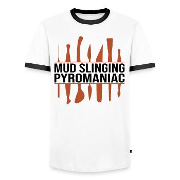 Pottery Clay Pottery Course Pottery Getöpfert - Men's Ringer Shirt - white/black - Front - AI Model Female 172 light (172cm) & AI Model Male 178 dark (178cm)