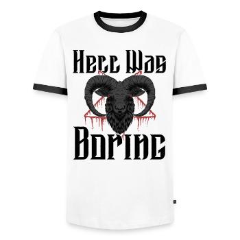 Satan Belzébuth Diable Gothique Pentagramme Mystique - T-shirt contrasté Homme - blanc/noir - Devant - AI Model Female 172 light (172cm) & AI Model Male 178 dark (178cm)