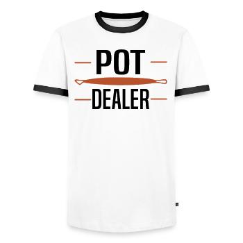 Pottery Clay Pottery Course Pottery Pottery - Men's Ringer Shirt - white/black - Front - AI Model Female 172 light (172cm) & AI Model Male 178 dark (178cm)
