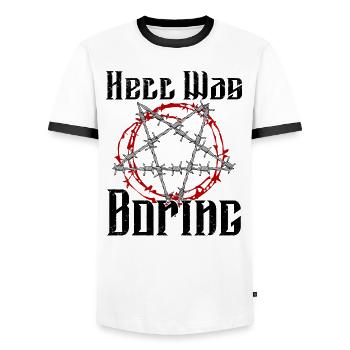 Satan Beelzebub Teufel Gothic Pentagram Mystisch - Männer Kontrast-T-Shirt - Weiß/Schwarz - Vorne - AI Model Female 172 light (172cm) & AI Model Male 178 dark (178cm)