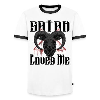 Satan Beelzebub Teufel Gothic Pentagram Mystisch - Männer Kontrast-T-Shirt - Weiß/Schwarz - Vorne - AI Model Female 172 light (172cm) & AI Model Male 178 dark (178cm)