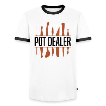 Pottery Clay Pottery Course Pottery Pottery - Men's Ringer Shirt - white/black - Front - AI Model Female 172 light (172cm) & AI Model Male 178 dark (178cm)