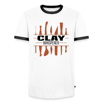 Pottery Clay Pottery Course Pottery Getöpfert - Men's Ringer Shirt - white/black - Front - AI Model Female 172 light (172cm) & AI Model Male 178 dark (178cm)