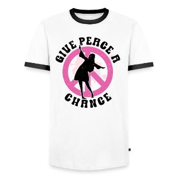 Hippie Peace Zeichen Frieden Blumen Blumenkind - Männer Kontrast-T-Shirt - Weiß/Schwarz - Vorne - AI Model Female 172 light (172cm) & AI Model Male 178 dark (178cm)
